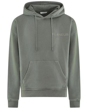 flâneur Double Logo Washed Hoodie - Grijs