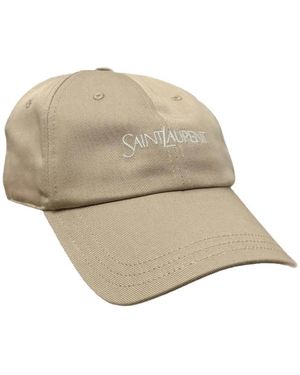 Saint Laurent Logo Cap Van Katoen Gabardine - Naturel