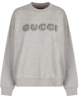 Gucci Baumwoll-Sweatshirt Mit Logodetail - Grau