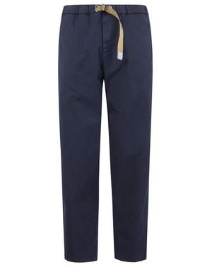 White Sand Katoenen Twill Broek Met Geïntegreerde Riem - Blauw