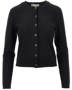 Tory Burch Pointelle Viscose Vest - Zwart