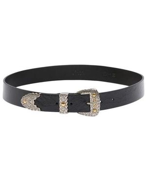 Pinko Accessoires ,Zwart ,Leer Leren Riem Met Metallic Gesp