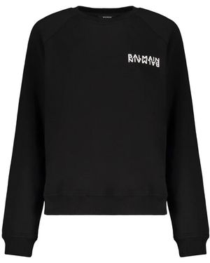Balmain Hoodies & Sweatvesten ,Zwart ,Katoen Hoodie Met Logo