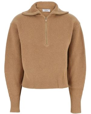 Max Mara Truien & Vesten ,Wol Nadar Zip Sweater - Naturel