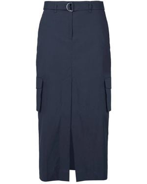 Bomboogie Katoenmix Midi Cargo Rok - Blauw
