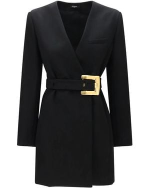 Balmain Kurzes Gürtelkleid - Schwarz