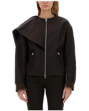 Courreges Jassen ,Bruin ,Nylon Bomberjack Met Strijdkraag - Zwart