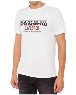 Napapijri Tops ,Wit ,Katoen T-Shirt Met Korte Mouwen