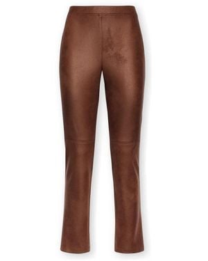 Elena Miro Slim-Fit Broek Van Gecoate Stof - Bruin
