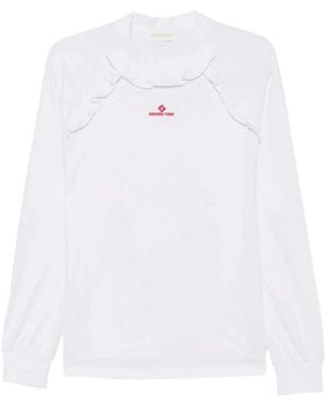 ShuShu/Tong Ruffle-Trim Logo T-Shirt - Wit