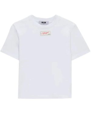 MSGM Tops ,Wit ,Katoen T-Shirt Met Logo