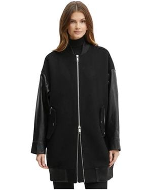 Michael Kors Oversized Bomberjacke Aus Materialmix - Schwarz