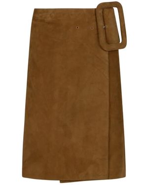 Ami Paris Big Buckle Gürtel-Midirock - Braun
