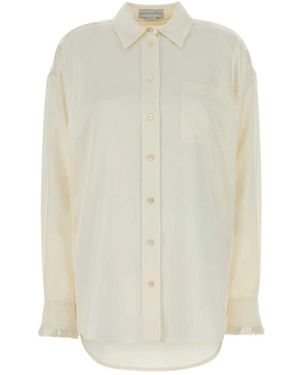 Stella McCartney Overhemden ,Wit ,Satijn Satijnen Oversized Overhemd