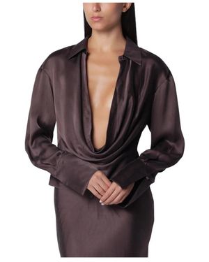 ANDAMANE Lilia Deep V Collar Blouse - Zwart
