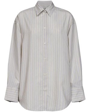 TOTEME Oversized Gestreept Shirt - Grijs