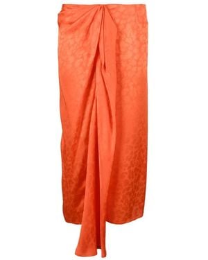 Manila Grace Elegante Vestido De Mezcla De Seda Gonna, Mujer, Talla - Naranja