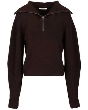 Lemaire Truien & Vesten ,Paars ,Wol Zipped Sweater - Zwart