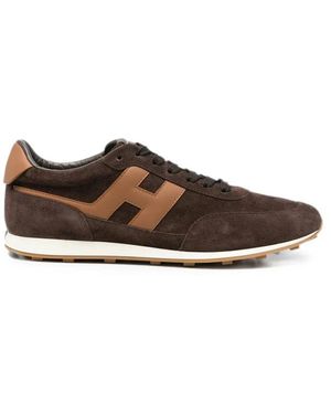 Hogan Schoenen ,Bruin ,Leer H699 Logo-Patch Sneakers