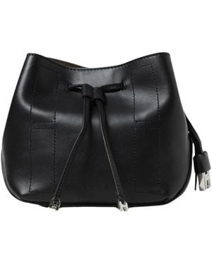 Hogan Leder Zugband Eimer Tasche - Schwarz