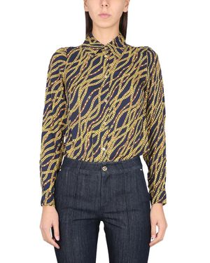 Michael Kors Status Print Georgette Bluse - Schwarz