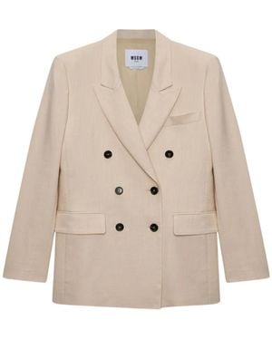 MSGM Jassen ,Wol Double-Breasted Blazer - Naturel