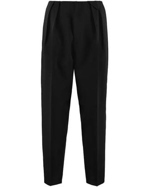 Bottega Veneta Korte Wollen Broek Enkel Lengte - Zwart