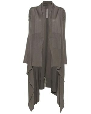 Rick Owens Truien & Vesten ,Grijs ,Wol Asymmetrische Cardigan Met Lange Mouwen