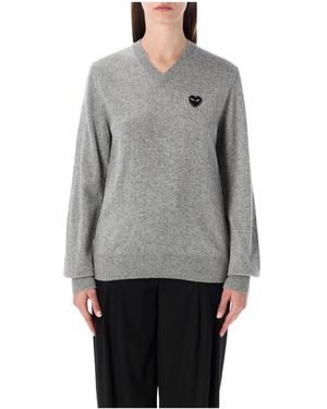COMME DES GARÇONS PLAY V-Neck Knitwear - Grey