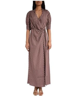 Pinko Kleedjes ,Bruin ,Nylon Maxi Wikkeljurk