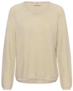 Cream V-Neck Knitwear - Blanco