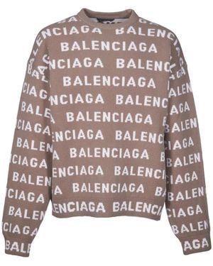 Balenciaga Round-Neck Knitwear - Natural