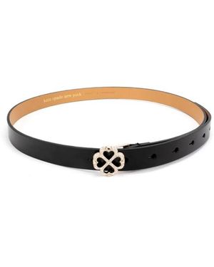 Kate Spade Accessoires ,Zwart ,Leer Bloemlogo Leren Riem Zwart - Metallic