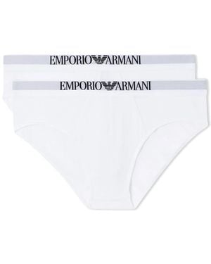 Emporio Armani Stretch Cotton Briefs - Wit