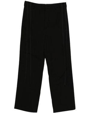 Ann Demeulemeester Broeken ,Zwart ,Side Drawstring Straight-Leg Broeken