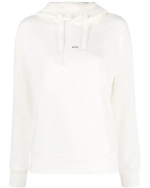 A.P.C. Hoodies & Sweatvesten ,Wit ,Christina Logo Print Hoodie