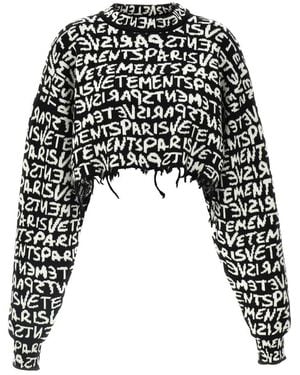 Vetements Paris Monogram Cropped Sweater - Schwarz