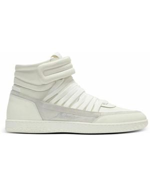 Balmain Mid-Top-Sneakers Swan Mit Schnürsenkeln Aus Leder - Weiß