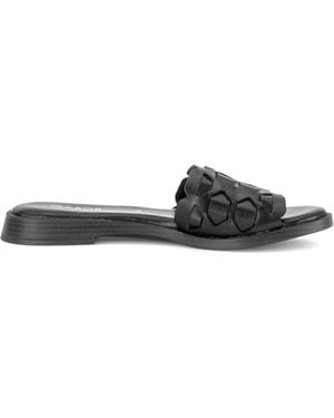 Gabor Geflochtener Leder-Slider - Schwarz
