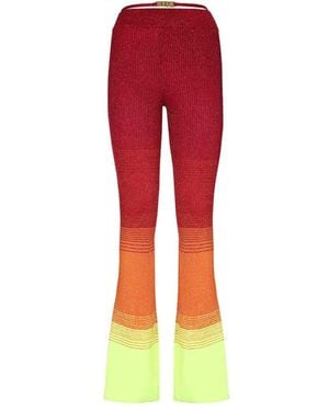 Gcds Geribbelde Gebreide Broek Met Metalen Detail - Rood