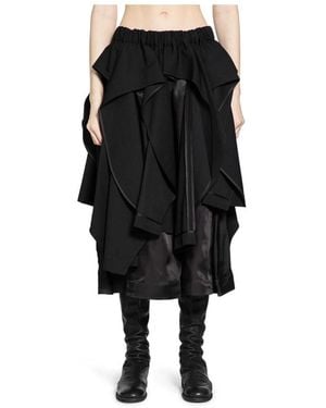 Noir Kei Ninomiya Rokken ,Zwart ,Wol Ruffled Wool Midi Skirt