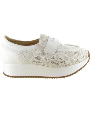 Softwaves Schoenen ,Wit ,Leer Platform Moccasin