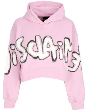 DISCLAIMER Hoodies & Sweatvesten ,Roze ,Katoen Crop Hoodie Sweatshirt 100% Katoen