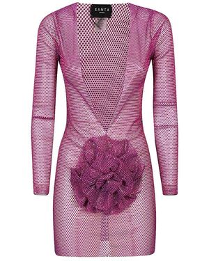 Santa Brands Fuchsia Blumenkleid Mit V-Ausschnitt - Lila