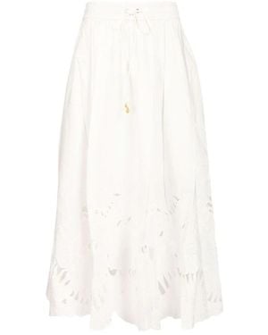 Zimmermann Mahon Geborduurde Midi Rok - Wit