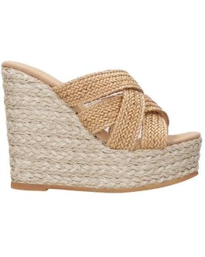 Espadrilles Schoenen ,Leer Sandalen - Naturel