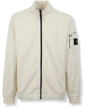 Stone Island Hoodies & Sweatvesten ,Katoen Track Jacket - Wit