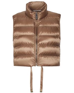 Max Mara Jassen ,Bruin ,Polyester Cropped Padded Waterproof Vest