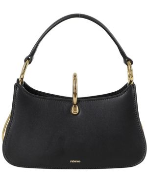 Rabanne Micro Ring Lock Leder-Schultertasche - Schwarz
