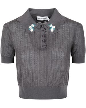 Self-Portrait Polo Shirts - Grey